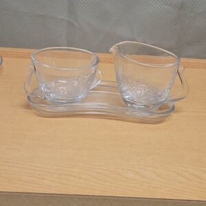 Fostoria Glass 1950's Wheat Cut Pattern Sugar and Creamer Set